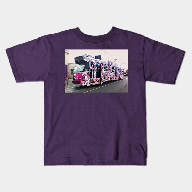 Melbourne Art Tram Kids T-Shirt by rozmcq